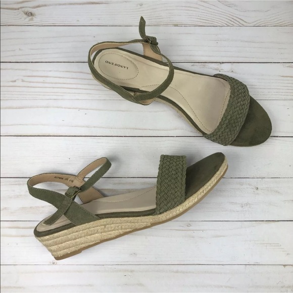 Lands' End Shoes - Lands End Sandals Sz 11 Espadrilles 2" Heel Strap